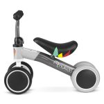 Négykerekű futóbicikli, Nukido NK-600, szürke, EVA habkerekek 14 cm, acél váz, ülésmagasság: 27 cm, puha ülés, gumírozott markolat