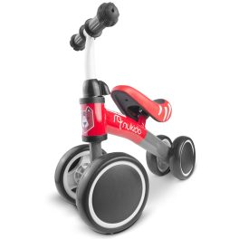  Négykerekű futóbicikli, Nukido NK-600, piros/szürke, EVA habkerekek 14 cm, acél váz, ülésmagasság: 27 cm, puha ülés, gumírozott markolat