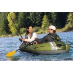 Felfújható csónak szett, Intex Seahawk 2, 236 x 114 x 41 cm, zöld, kétszemélyes, megerősített PVC, pumpával és evezőkkel (66332)