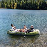 Felfújható csónak szett, Intex Seahawk 3, 295 x 137 x 43 cm, zöld, háromszemélyes, megerősített PVC, pumpával és evezőkkel (66333)