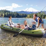 Felfújható csónak szett, Intex Seahawk 3, 295 x 137 x 43 cm, zöld, háromszemélyes, megerősített PVC, pumpával és evezőkkel (66333)